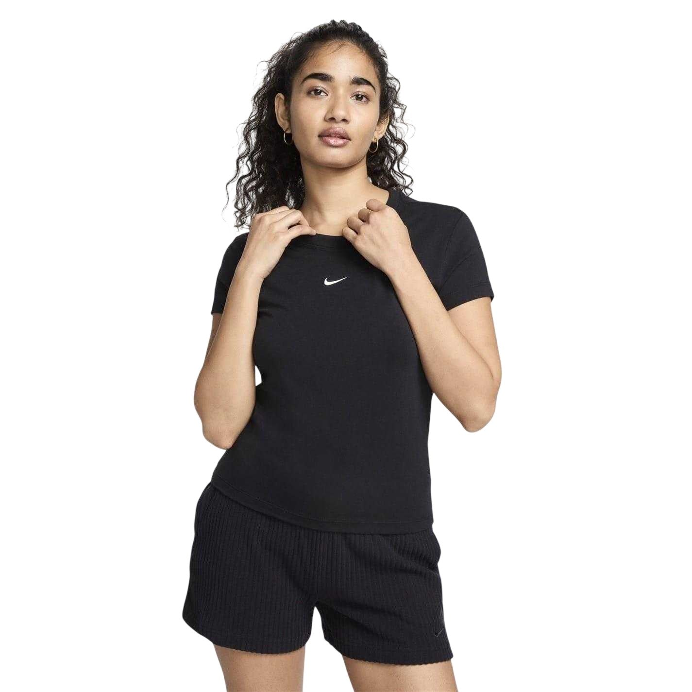 Black - Front - Nike Womens-Ladies Chill Swoosh Knitted Slim T-Shirt