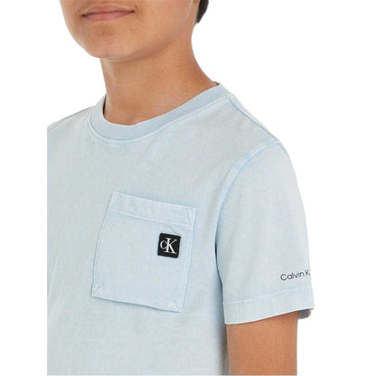 Blue - Side - Calvin Klein Boys Vintage Wash Chest Pocket T-Shirt