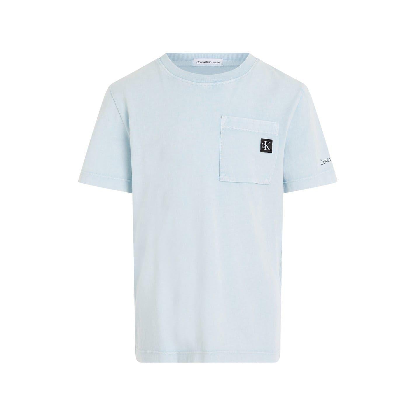 Blue - Front - Calvin Klein Boys Vintage Wash Chest Pocket T-Shirt