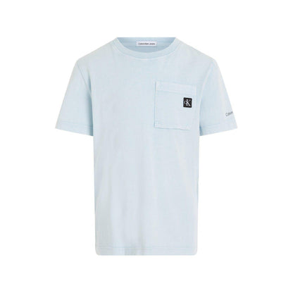 Blue - Front - Calvin Klein Boys Vintage Wash Chest Pocket T-Shirt