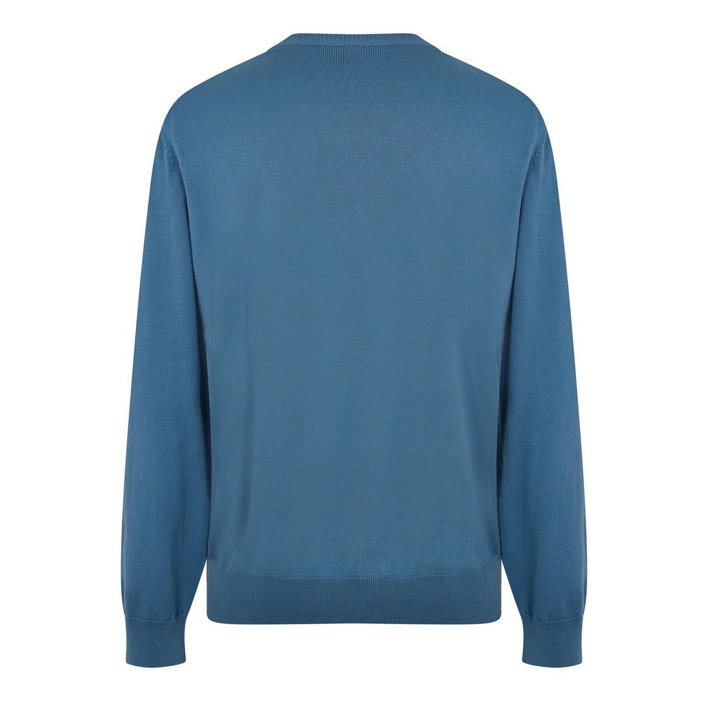 Pastel Blue - Back - Boss Mens Embroidered Logo Knitted V Neck Sweatshirt