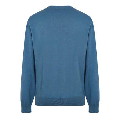 Pastel Blue - Back - Boss Mens Embroidered Logo Knitted V Neck Sweatshirt