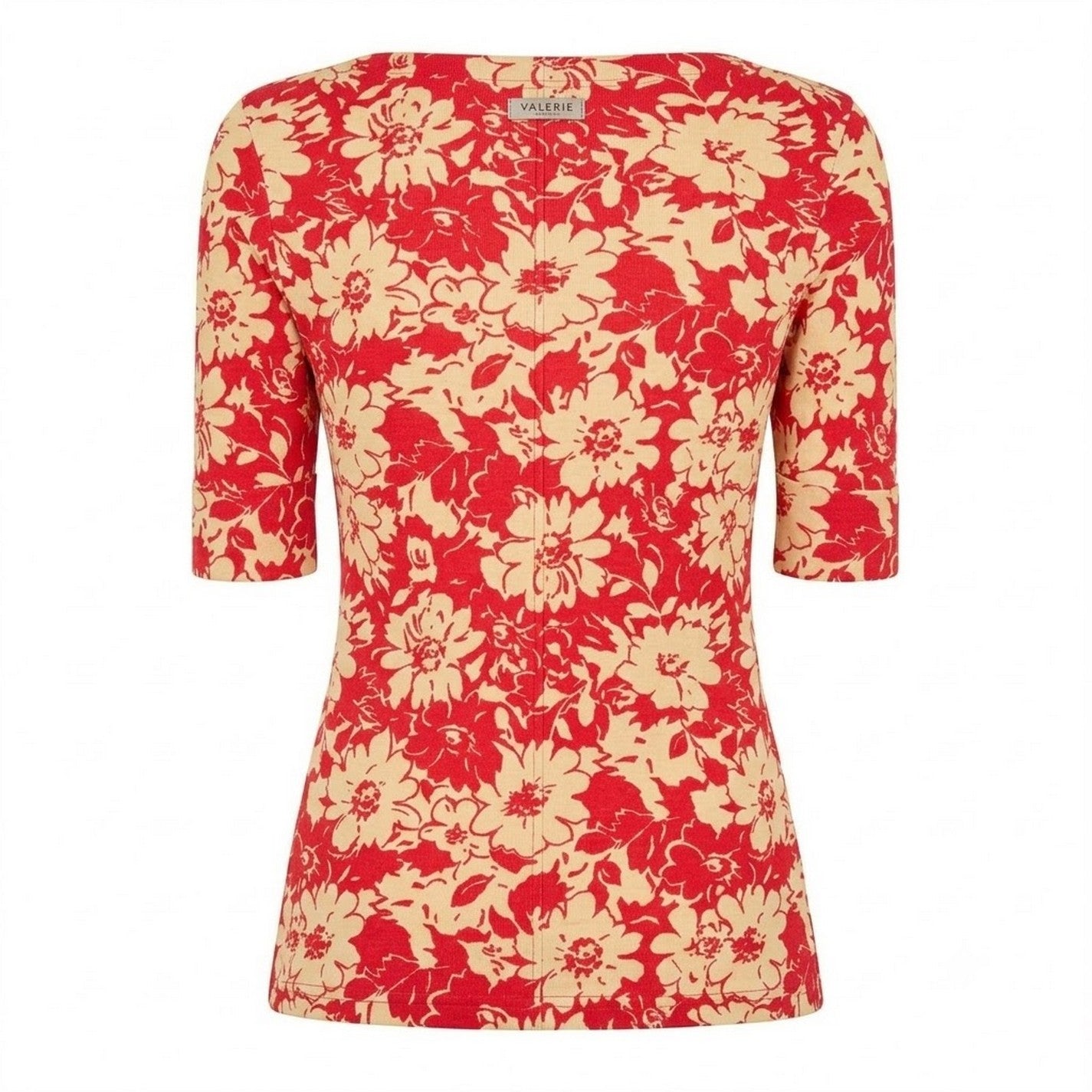 Red-Tan - Back - Ralph Lauren Womens-Ladies Floral T-Shirt