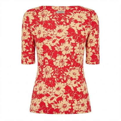 Red-Tan - Back - Ralph Lauren Womens-Ladies Floral T-Shirt