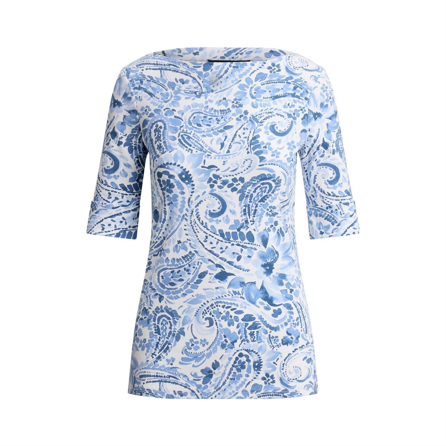White-Blue - Front - Ralph Lauren Womens-Ladies Floral T-Shirt