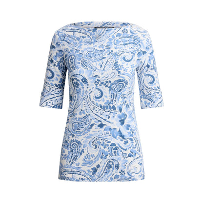 White-Blue - Front - Ralph Lauren Womens-Ladies Floral T-Shirt