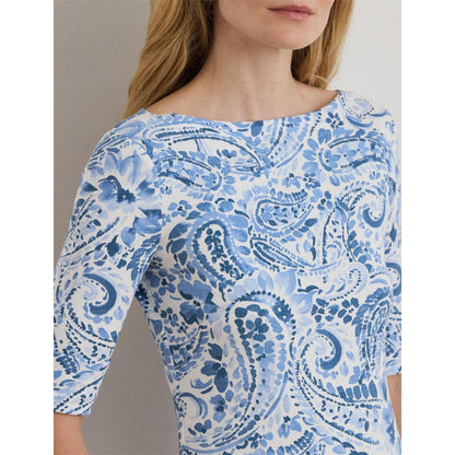 White-Blue - Lifestyle - Ralph Lauren Womens-Ladies Floral T-Shirt