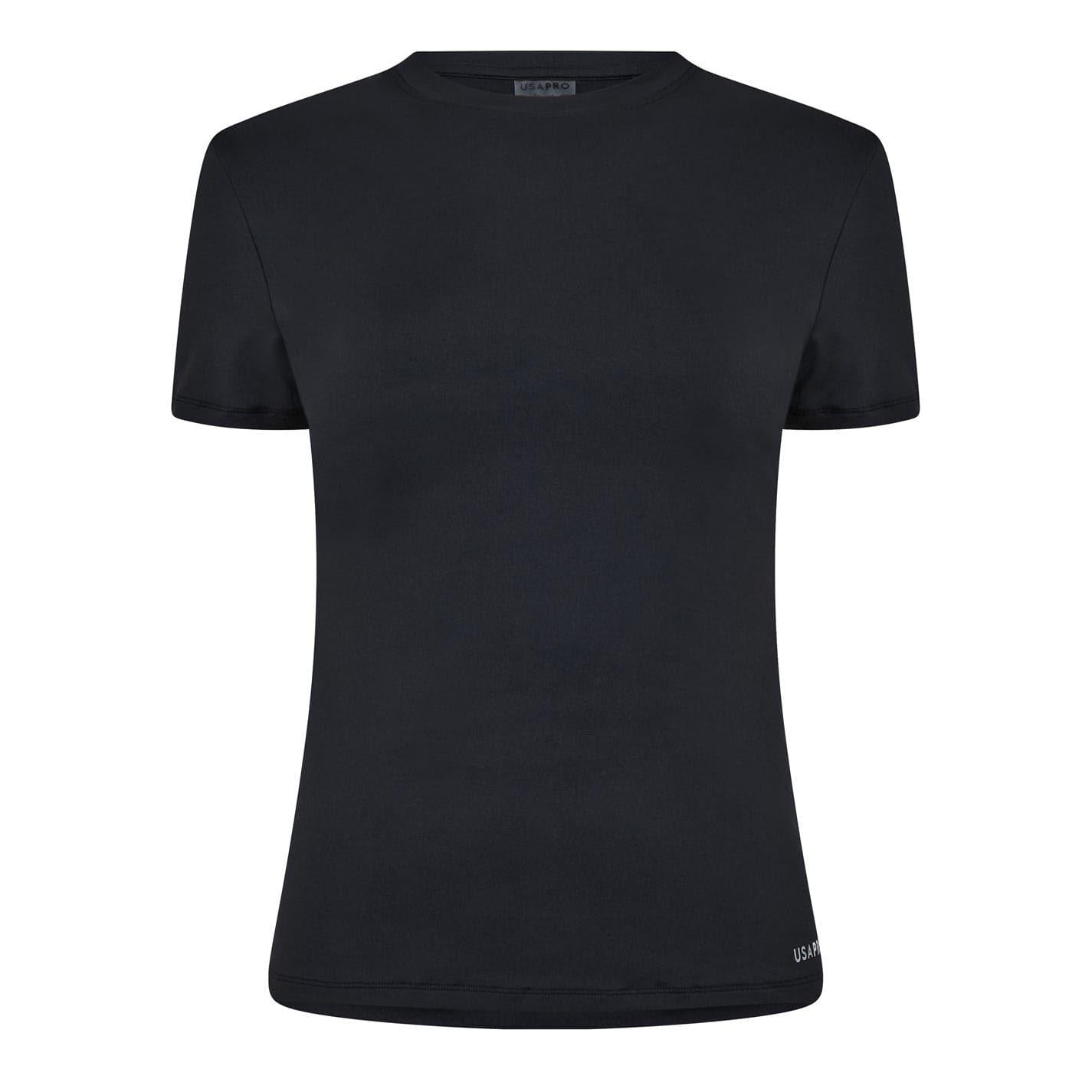 Black - Front - USA Pro Womens-Ladies Essential Slim T-Shirt
