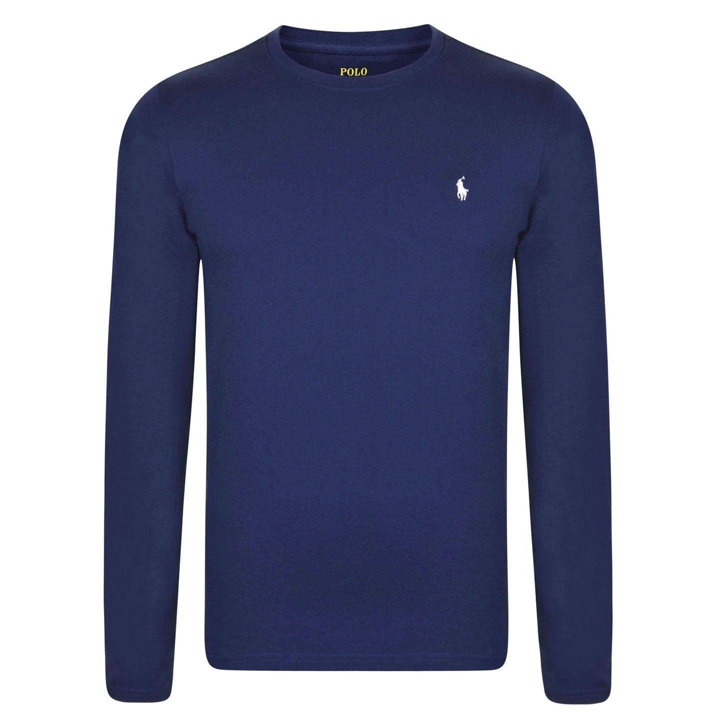 Navy-White - Pack Shot - Ralph Lauren Mens Cotton Lounge Top