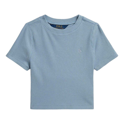 Light Blue - Front - Ralph Lauren Childrens-Kids Ribbed Fitted T-Shirt