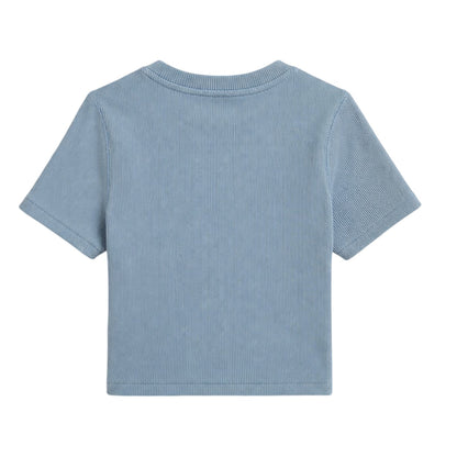 Light Blue - Back - Ralph Lauren Childrens-Kids Ribbed Fitted T-Shirt