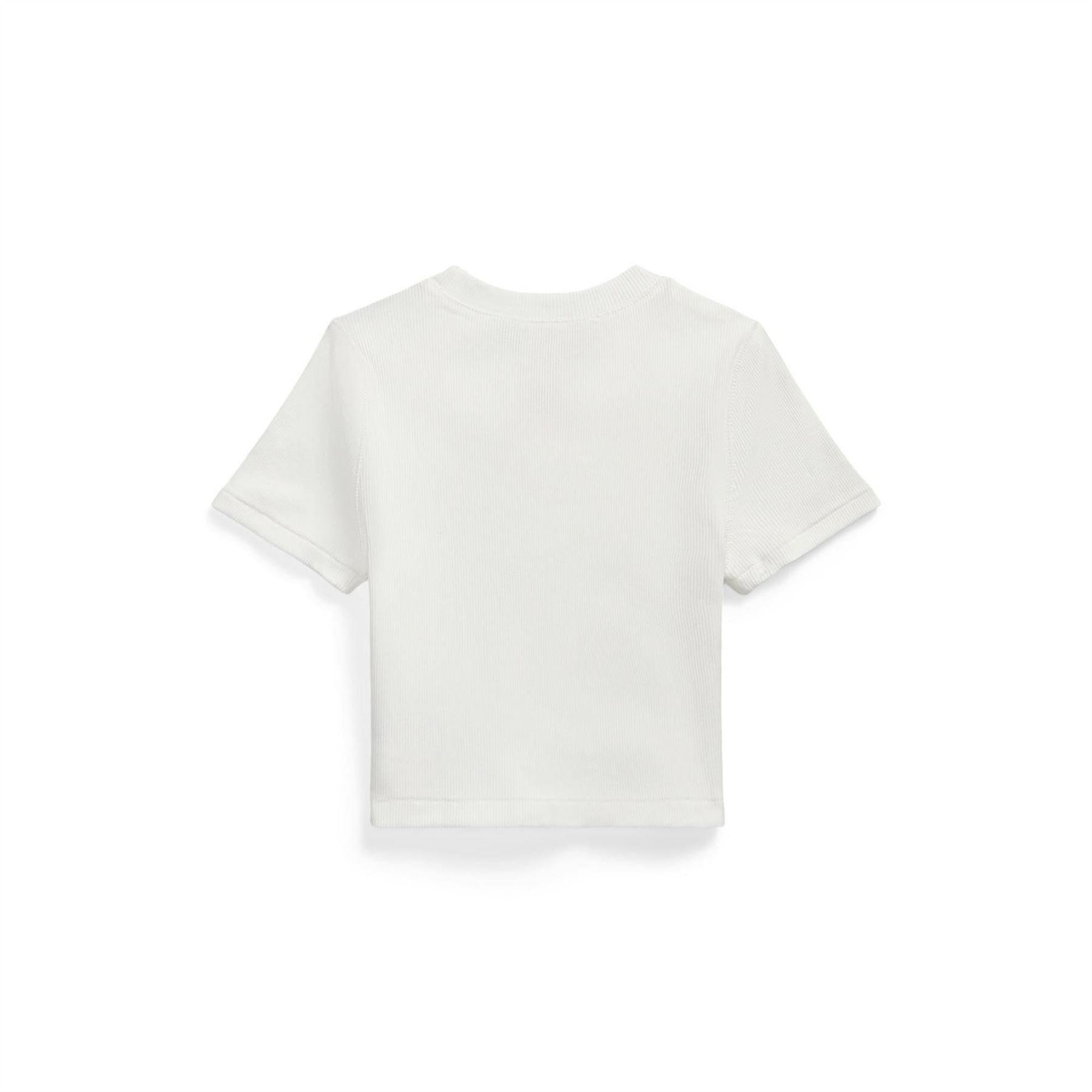 White - Back - Ralph Lauren Childrens-Kids Ribbed Fitted T-Shirt