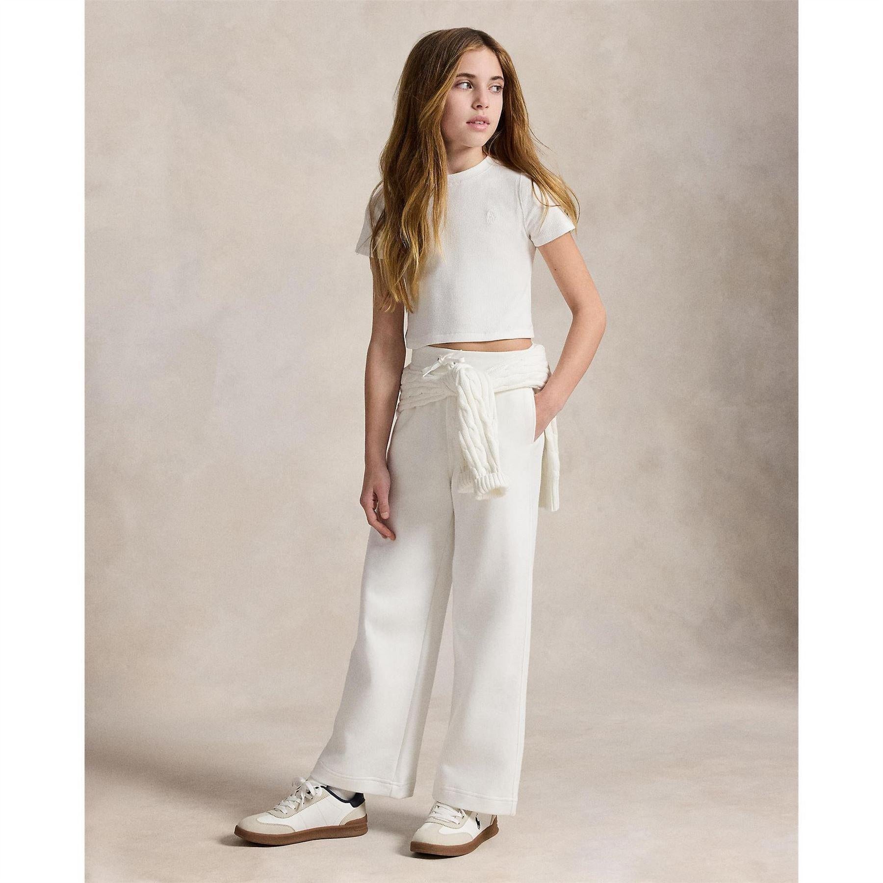 White - Pack Shot - Ralph Lauren Childrens-Kids Ribbed Fitted T-Shirt