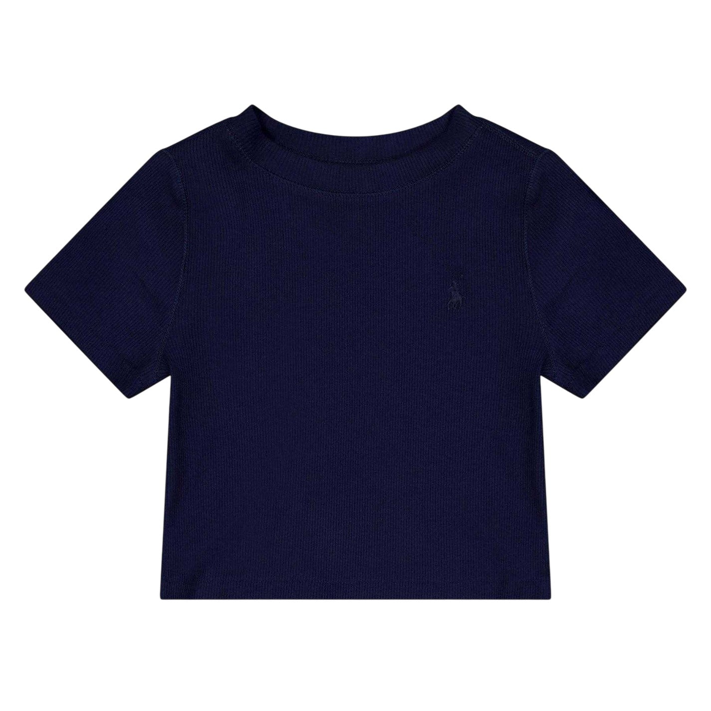 Navy - Front - Ralph Lauren Childrens-Kids Ribbed Fitted T-Shirt