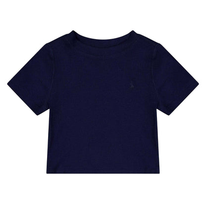 Navy - Front - Ralph Lauren Childrens-Kids Ribbed Fitted T-Shirt