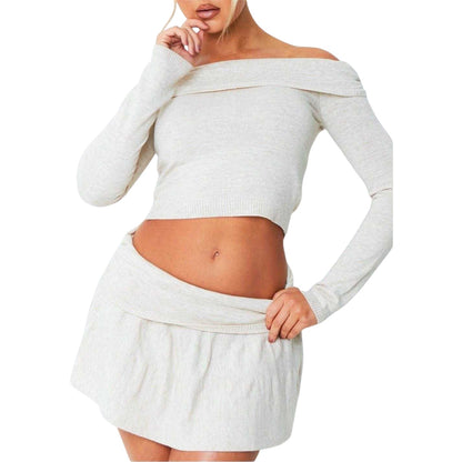 Beige - Front - Missy Empire Womens-Ladies Fold Over Pleated Low Rise Mini Skirt