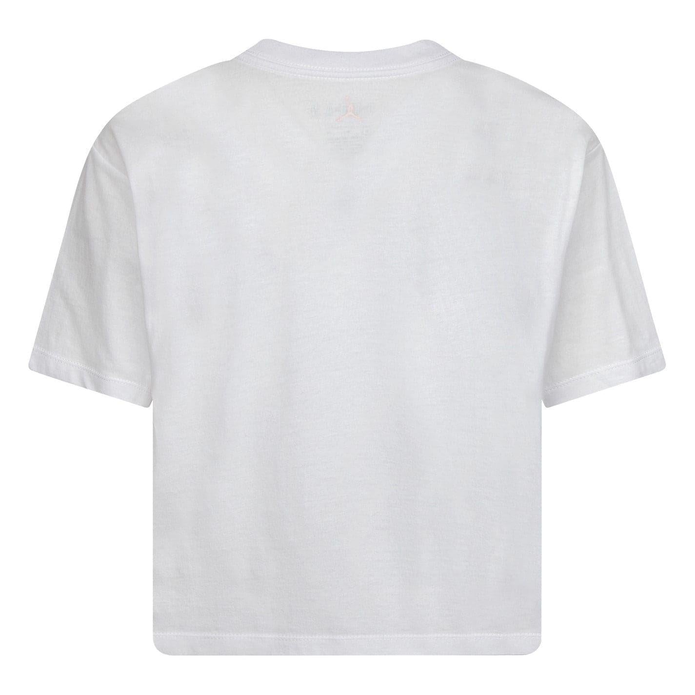 White-Black - Back - Nike Girls Air Jordan Jumpman Crop T-Shirt