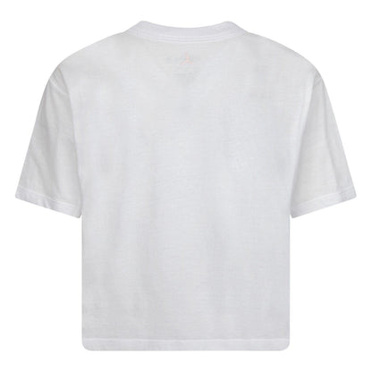 White-Black - Back - Nike Girls Air Jordan Jumpman Crop T-Shirt
