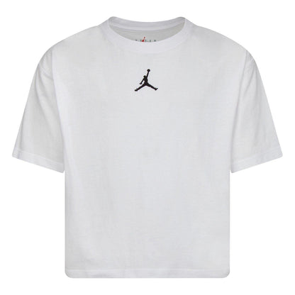 White-Black - Front - Nike Girls Air Jordan Jumpman Crop T-Shirt
