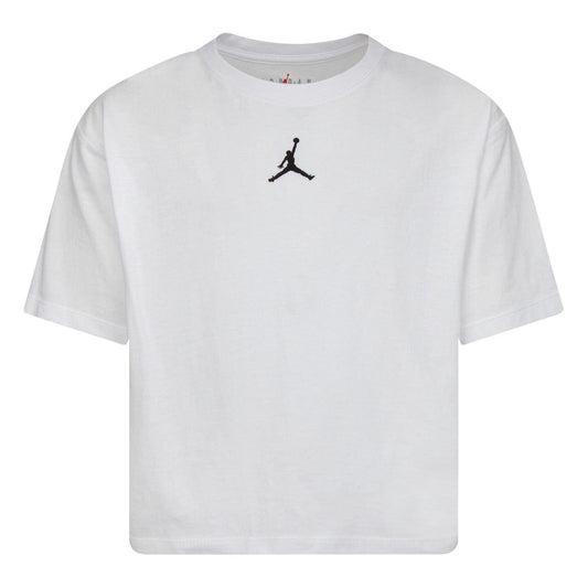 White-Black - Front - Nike Girls Air Jordan Jumpman Crop T-Shirt