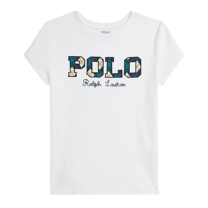 White - Front - Ralph Lauren Childrens-Kids Argyle Logo T-Shirt