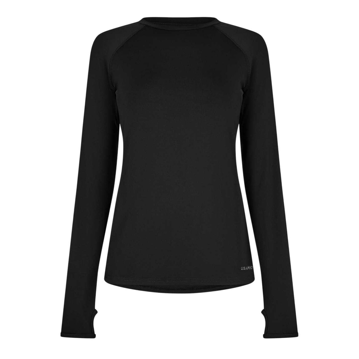 Black - Front - USA Pro Womens-Ladies Long-Sleeved Top