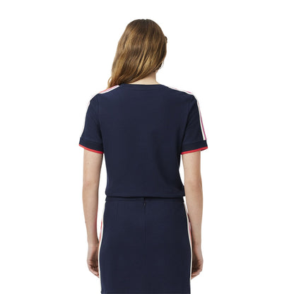 Navy Blue - Back - Lacoste Womens-Ladies Badge Embroidered T-Shirt