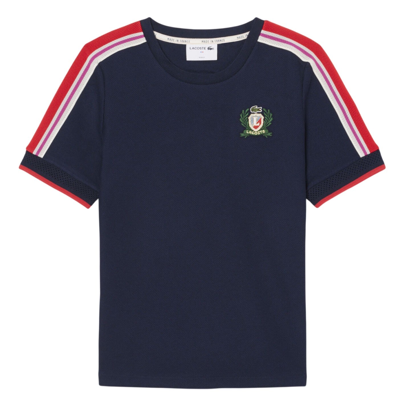 Navy Blue - Front - Lacoste Womens-Ladies Badge Embroidered T-Shirt