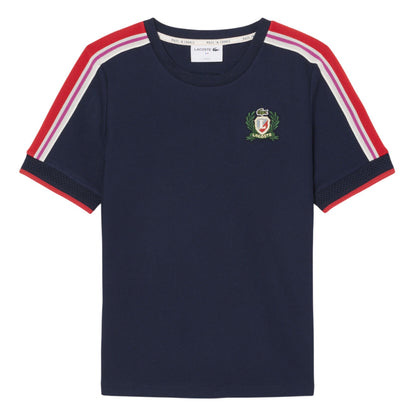 Navy Blue - Front - Lacoste Womens-Ladies Badge Embroidered T-Shirt