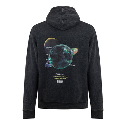 Black Wash - Back - Criminal Damage Mens Galaxy Washed Hoodie