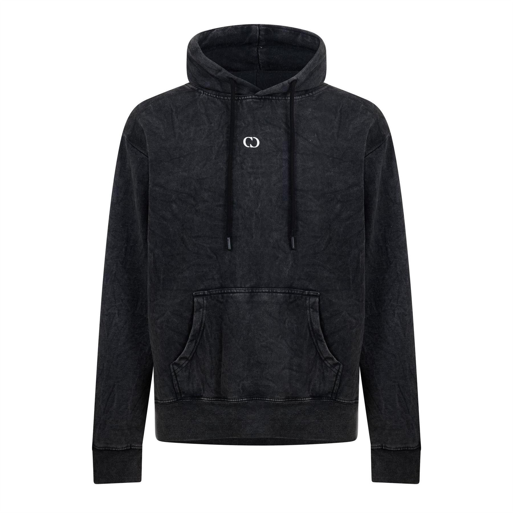 Black Wash - Front - Criminal Damage Mens Galaxy Washed Hoodie