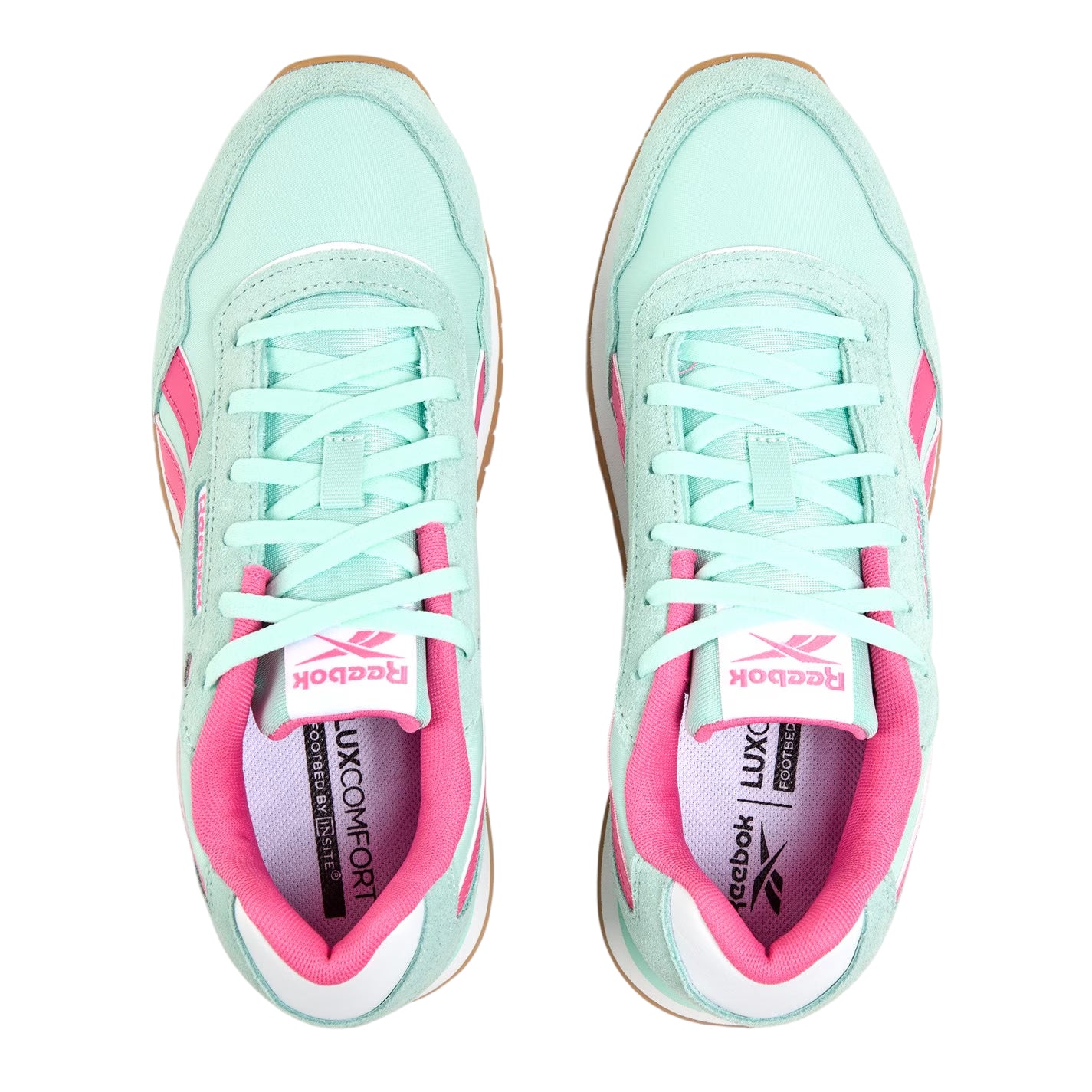 Aqua-Pink - Side - Reebok Womens-Ladies Glide Suede Trainers