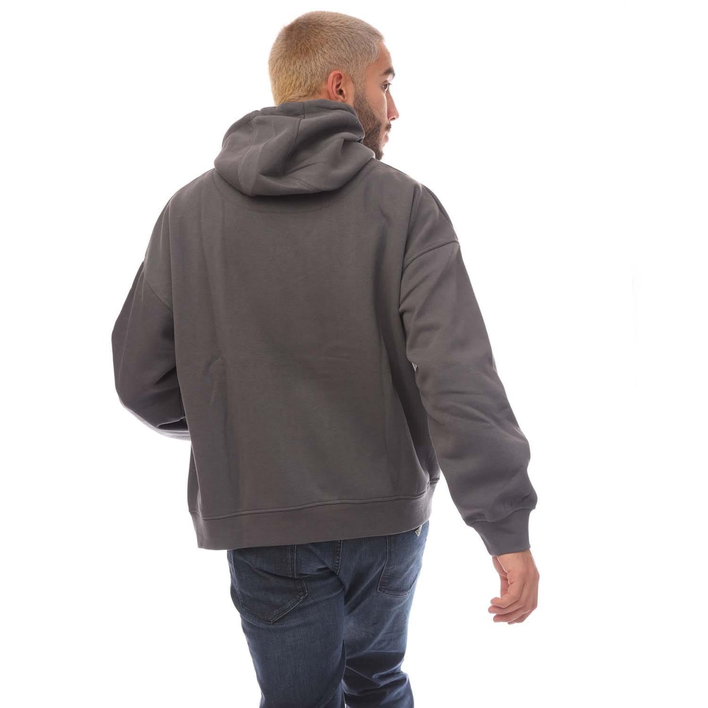 Grey - Back - Blood Brother Mens Badged Basket Hoodie