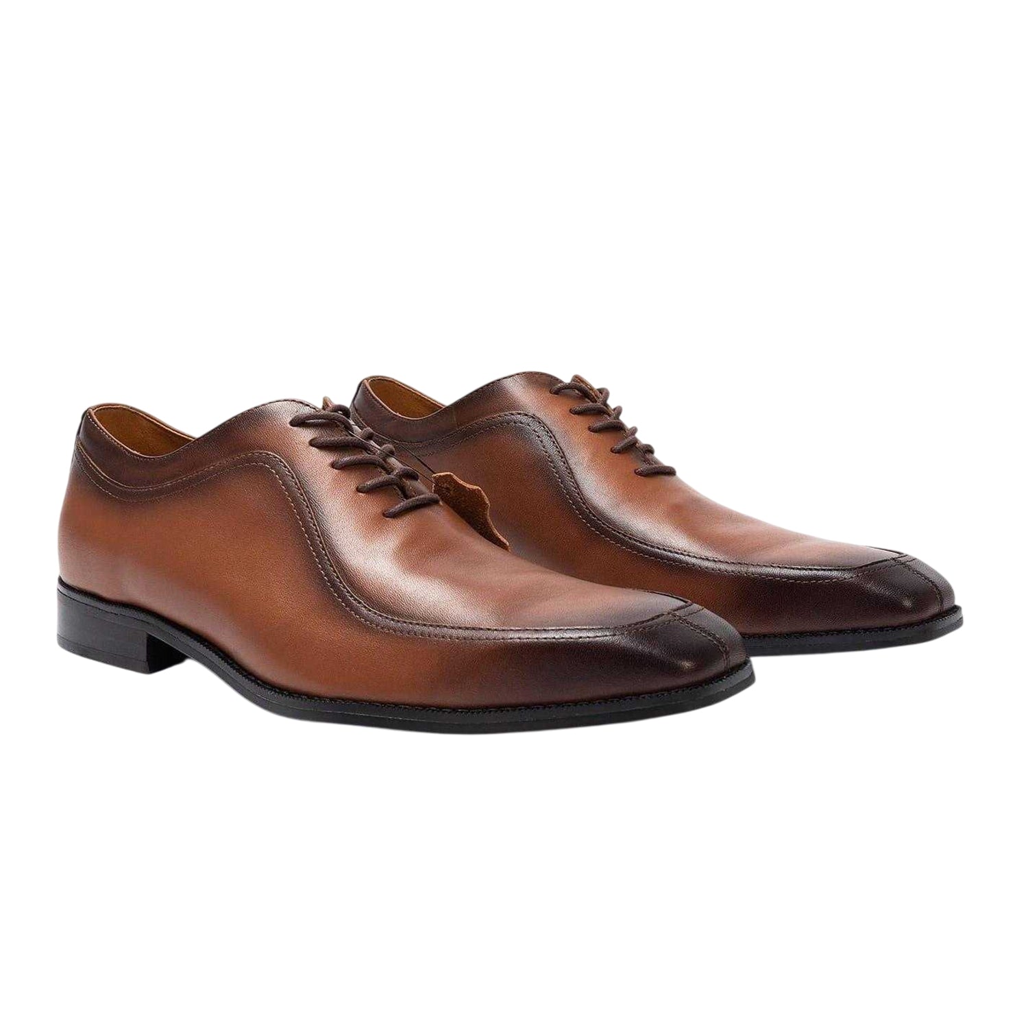 Brown - Front - Giorgio Mens Full Grain Leather Low Heel Formal Shoes