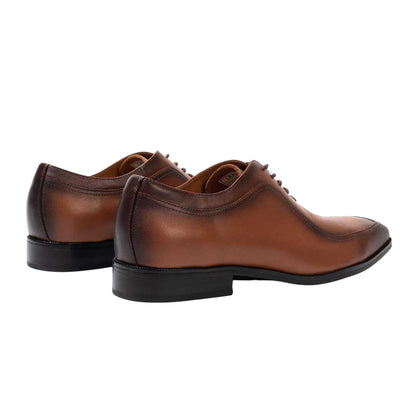 Brown - Back - Giorgio Mens Full Grain Leather Low Heel Formal Shoes