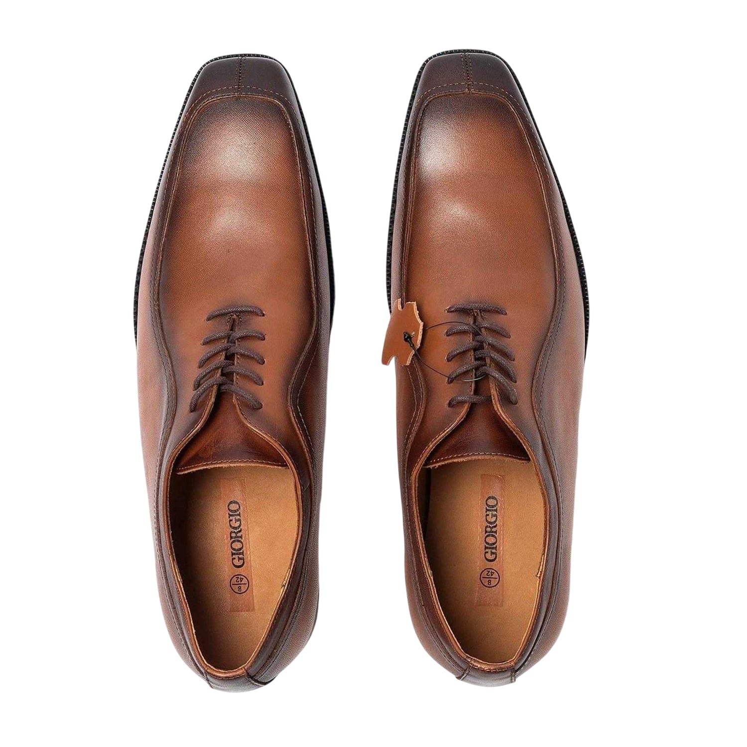 Brown - Lifestyle - Giorgio Mens Full Grain Leather Low Heel Formal Shoes