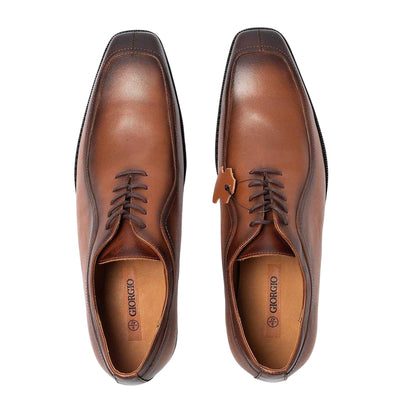 Brown - Lifestyle - Giorgio Mens Full Grain Leather Low Heel Formal Shoes