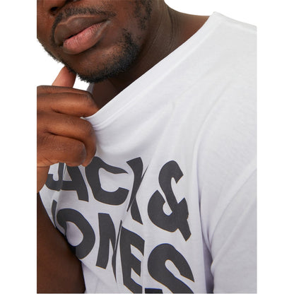 White - Side - Jack And Jones Mens Logo Plus Short-Sleeved T-Shirt