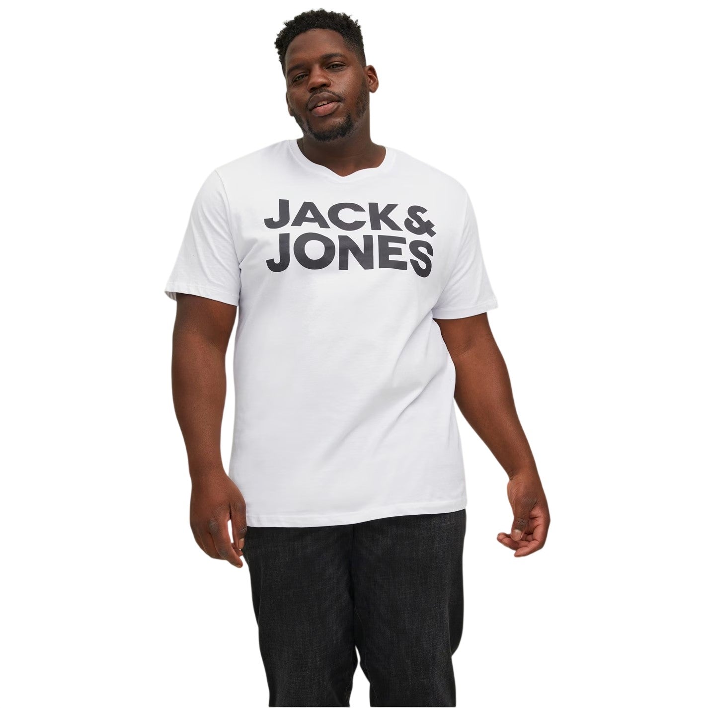 White - Lifestyle - Jack And Jones Mens Logo Plus Short-Sleeved T-Shirt
