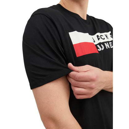Black - Side - Jack And Jones Mens Logo Plus Short-Sleeved T-Shirt
