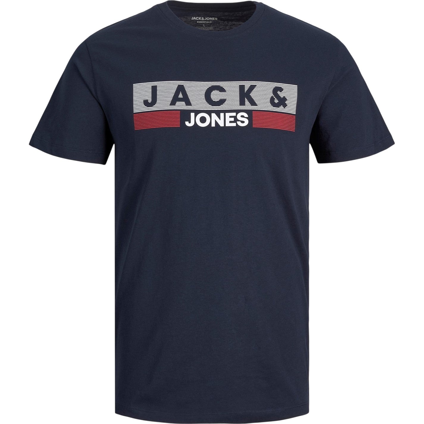 Navy Blazer - Front - Jack And Jones Mens Logo Plus Short-Sleeved T-Shirt