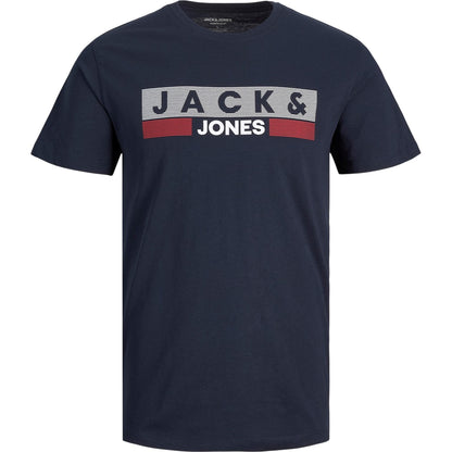 Navy Blazer - Front - Jack And Jones Mens Logo Plus Short-Sleeved T-Shirt