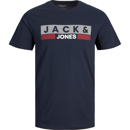 Navy Blazer - Front - Jack And Jones Mens Logo Plus Short-Sleeved T-Shirt
