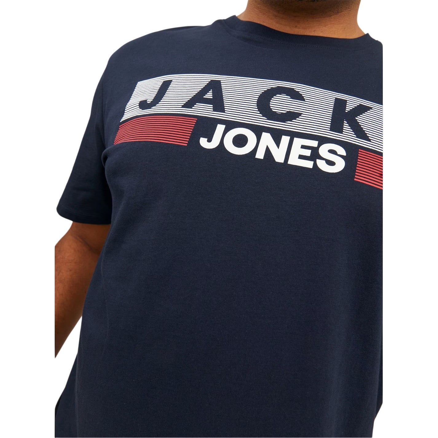 Navy Blazer - Back - Jack And Jones Mens Logo Plus Short-Sleeved T-Shirt