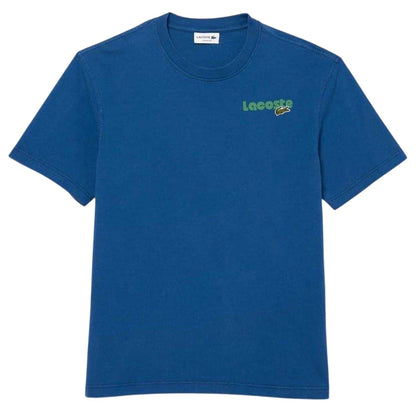 Navy - Front - Lacoste Mens Effect Ombr Print T-Shirt