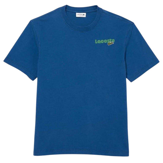 Navy - Front - Lacoste Mens Effect Ombr Print T-Shirt