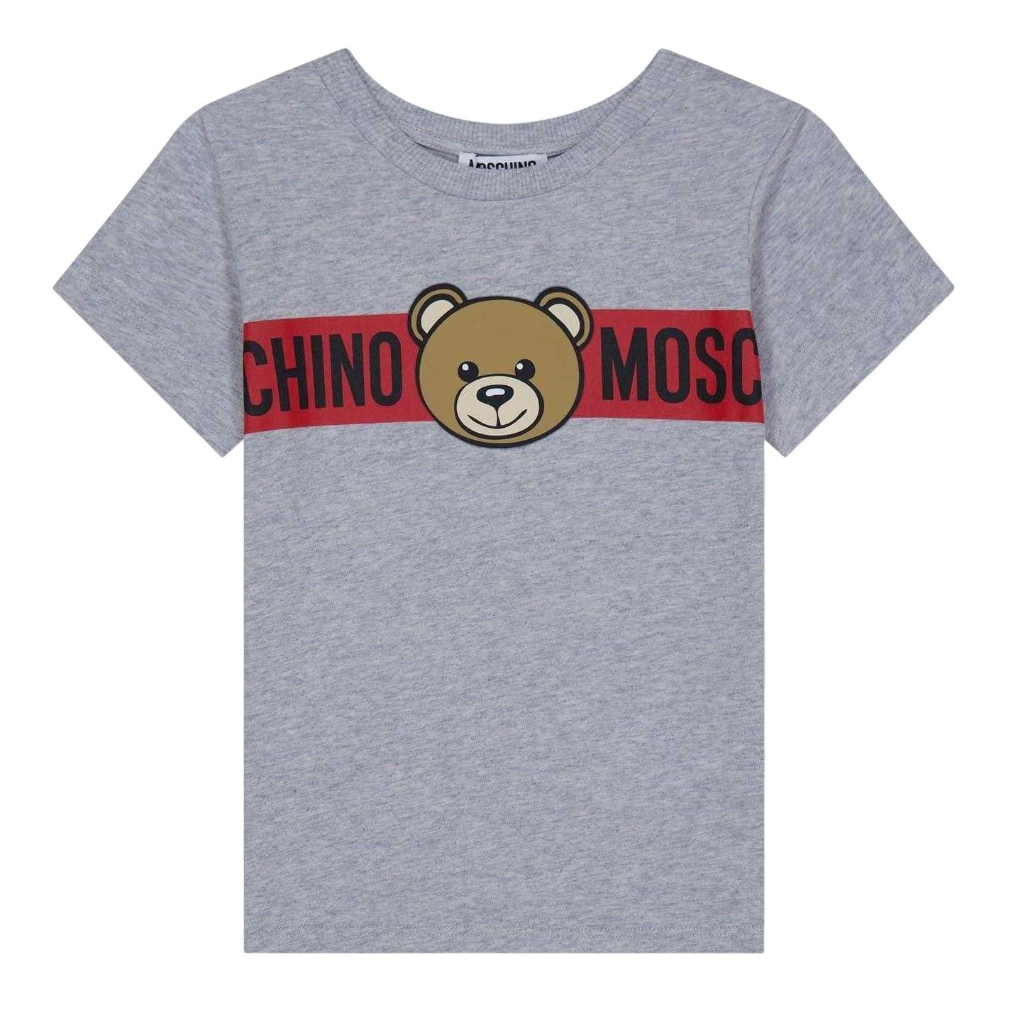Grey - Front - Moschino Childrens-Kids Bear Logo T-Shirt