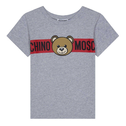 Grey - Front - Moschino Childrens-Kids Bear Logo T-Shirt