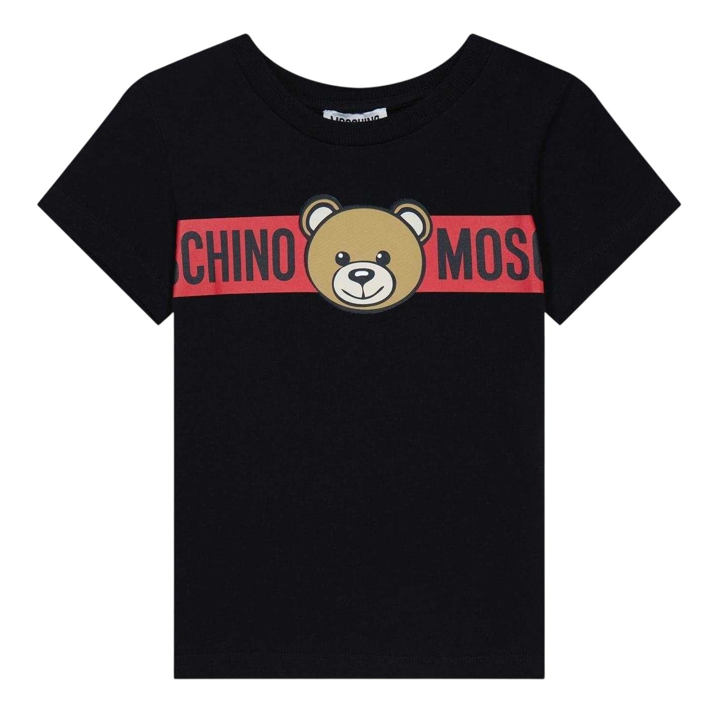 Black - Front - Moschino Childrens-Kids Bear Logo T-Shirt