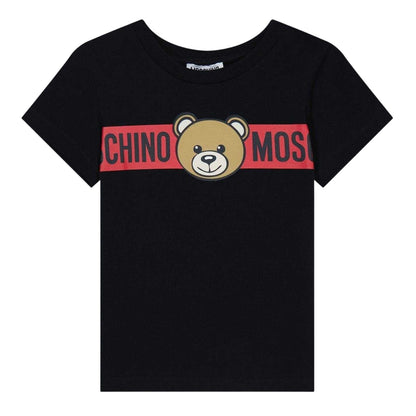 Black - Front - Moschino Childrens-Kids Bear Logo T-Shirt